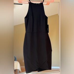 Lulu's Classic Black Mini Dress Tulip Skirt